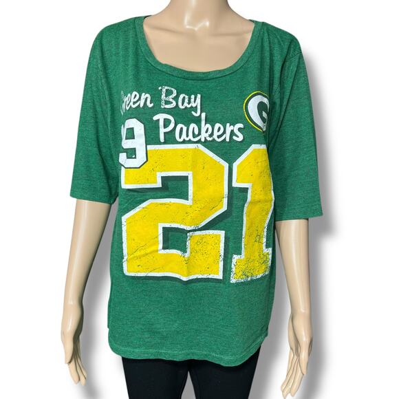 NFL Team Apparel Womens Green Bay Packers Football T Shirt Top Green Medium - Picture 1 of 10